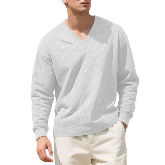 Dealovy Sweatshirts for Men Long Sleeve V Neck Basic Pullover Mens Casual Sports Shirts Homewear Regular Fitted Sweaters
