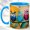 Blue, variant on Paper Owl Trio Coffee Mug, Colorful Bird Mug, Ceramic 11 oz