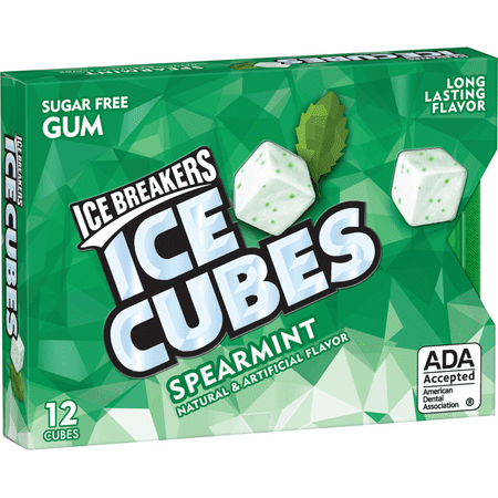 (3 pack) (3 Pack) Ice Breakers, Ice Cubes Sugar Free Gum, Spearmint flavor, 1 Oz
