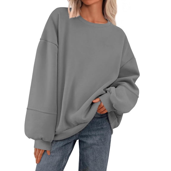Women's Pullover Sweatshirt Tops Shirts Round Neck Longline Loose Fit Casual Sportswear Solid Color Soft Lightweight Breathable Daily Wear Loungewear Streetwear Ultra | CSEONE,Gray L