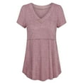 thumbnail image 4 of Youmylove Maternity Summer Short Sleeve V Neck Plaid Print Tops T Shirt For Breastfeeding Womens Nursing Tshirts Soft Cozy Blouse, 4 of 7