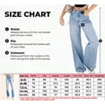 thumbnail image 3 of Women's High Waisted Ripped Straight Leg Denim Jeans, Light Blue Washed, with Distressed Knee Hole and Double Button Fly, Frayed Hem Long Pants, 3 of 7