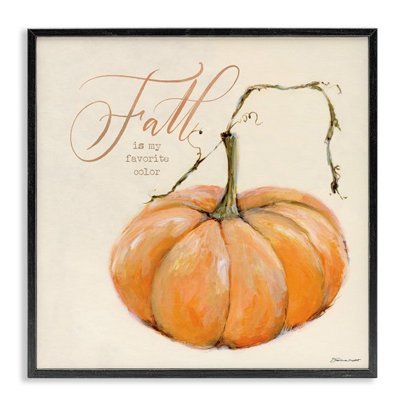 Stupell Industries Fall Is My Favorite Color Orange Pumpkin Seasonal Word Design Framed Wall Art by Stephanie Workman Marrott