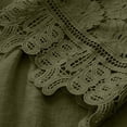 thumbnail image 3 of Plus Size Blouse Women Vintage Lace Patchwork Bow V-Neck Shirt Embroidery Summer Three Quarter Retro Solid Top Dressy Lightweight Comfy Outfits Going Out Tops Ladies Fashion Trendy, 3 of 5