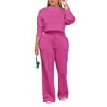 thumbnail image 6 of gbyLJF Womens Sweatsuits Round Neck Sweatshirt and Sweatpants 2 Piece Casual Suit Long Sleeve Athletic Outfits, 6 of 7