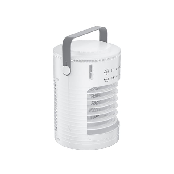 Portable 4 in 1 Evaporative Air Cooler 3 Speed Mini Air Conditioner with 600ml Water Tank Smart Timer 7 Color Light Personal Desk Fan for Bedroom Office