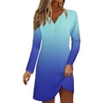 thumbnail image 1 of Robe Formelle d'Invité de Mariage Robe Courte pour Femmes Manches Longues Dégradé Mini Robe Décontractée Ample Fluide Automne P-68 Bleu Clair 3TG, 1 of 5