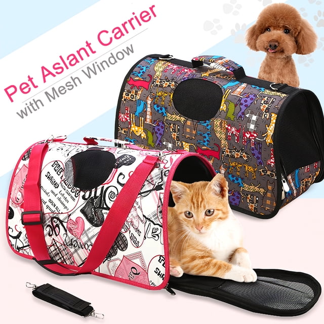 Pet Carrier Aslant Bag Mesh Window Dog Carrier Oxford Cloth Pet Bag para aire libre Senderismo Carevas bolso