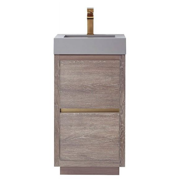 Huesca 18" Single Sink Bathroom Vanity Natural Oak Wood White Top No Mirror