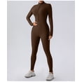 thumbnail image 6 of FITOP Women's Long Sleeve Workout Jumpsuit Zip Front Sport Romper Bottom Pants Bodysuit Bodycon Sexy One Piece M, 6 of 8