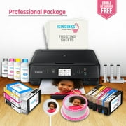 Icinginks Professional Edible Ink Printer Bundle with Edible Cartridges, Frosting Sheets, Cleaning Cartridges, Ink, and Refills