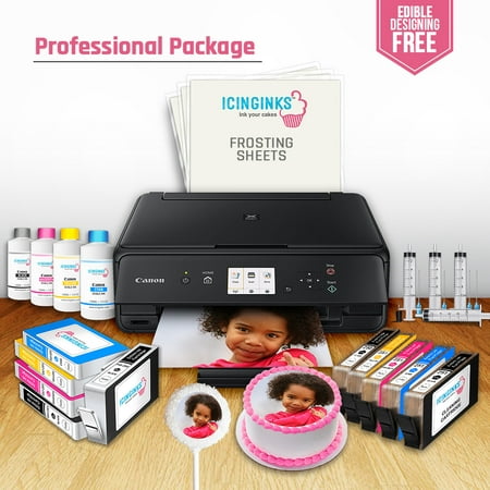 Icinginks Professional Edible Ink Printer Bundle Package with Edible Cartridges, Frosting Sheets, Cleaning Cartridges, Edible Ink, and Refills