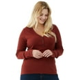 thumbnail image 5 of Free Assembly Women's Ribbed Henley Tee with Long Sleeves, 5 of 9
