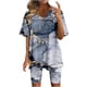 thumbnail image 1 of Blusas para las Mujeres Casual, Cuello en V de Manga Corta Impresa Superior Y Suelto Pantalones Cortos, Conjuntos de Moda de Verano, 1 of 4