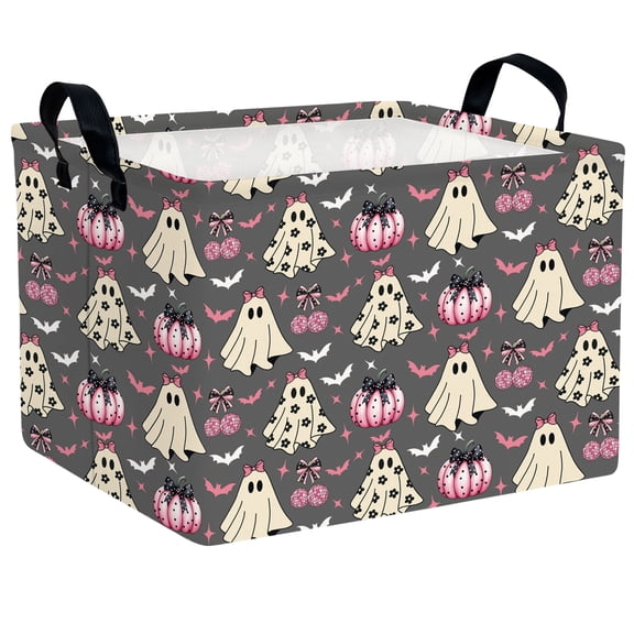 BOOHIT Large Halloween Gift Basket for Kids Cute Baby Candy Storage Bin Women Decor(Pink Cherry Pumpkin Ghost)