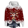 thumbnail image 1 of WILLBEST Sudadera con Capucha Oversize para Mujer, Estilo Casual, con Estampado Navideño de Ciervos con Cabeza Grande y Copos de Nieve, Cuello Redondo, Manga Larga y Diseño Ligero Mediana, 1 of 4