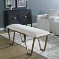 thumbnail image 2 of Uttermost Farrah Geometric Iron Metal Bench in White/Antique Gold, 2 of 5