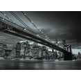 thumbnail image 2 of Frank, Assaf 32x25 Gold Ornate Wood Framed with Double Matting Museum Art Print Titled - Brooklyn Bridge and lower Manhattan skyline at dusk, New York, 2 of 4