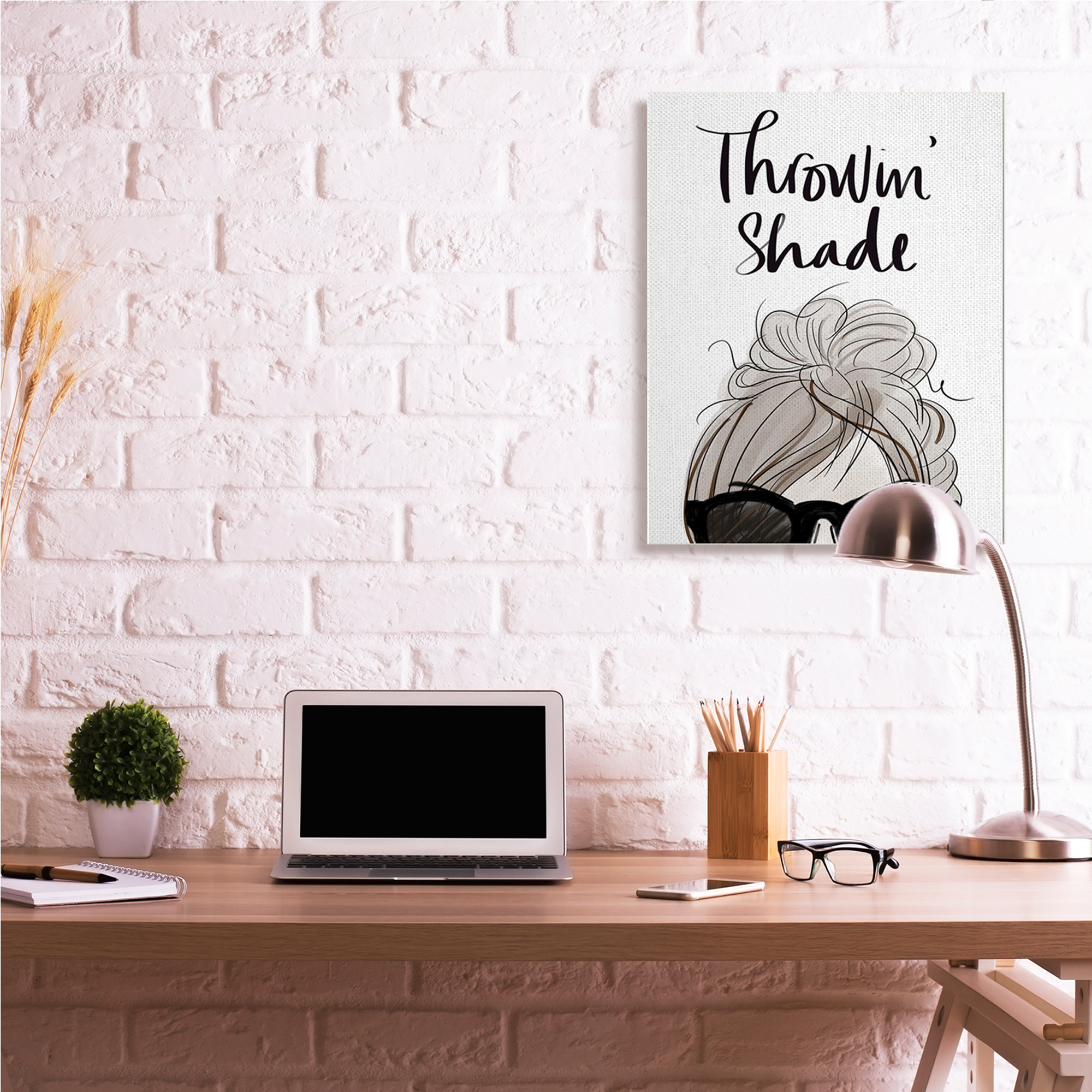 Stupell Industries Throwin' Shade Phrase Woman in Sunglasses,30 x 40,Designed by Anna Quach
