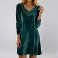 thumbnail image 2 of CAIXIA Women's Velvet Dresses Cowl Neck Long Sleeve Party Cocktail Holiday Mini Dresses 2026,Green, 2 of 5