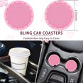 thumbnail image 2 of NOGIS 10 Pcs Leather Steering Wheel Cover for Women Cute Car Accessories Set with Seat Belt Shoulder Pads Seatbelt Covers Cup Holders Bling Start Button Ring Sticker Air Vent Clip Accessories, 2 of 7