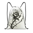 thumbnail image 1 of Saiise Black And White Rose Pattern Sports Drawstring Backpack - String Swim Gym Bag with Wet Proof Pocket for Women&Men-Medium, 1 of 6