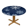 thumbnail image 3 of HAOXIT Winter Snowflakes Blue Tablecloth with Elastic Edge, Round Table Cloth Christmas Washable Reusable Table Cover for Kitchen Dining Party Picnic 54-58, 3 of 8
