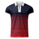 thumbnail image 3 of Camisas Manga Larga Hombre Camisa informal de manga corta con cuello de cremallera y estampado de rayas para hombre (Red, L), 3 of 5