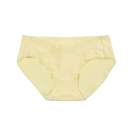 

dmqupv Lane Underwear 18/20 Women Pregnancy Low Waist Belly Support Fashion Threaded Breathable Maternity Lane Underwear Yellow Large