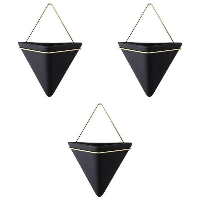 DOLITY Pot Mural Triangulaire Géométrique - 3 Pcs, multi 3 Pcs Noir G