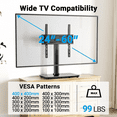 thumbnail image 5 of Universal Swivel TV Stand for 24-60 inch TVs up to 99 lbs, 8 Height Adjustable Table Top TV Stand, TV Base Stand with Tempered Glass Base, Max VESA 400x400mm, PSTVS33, 5 of 6