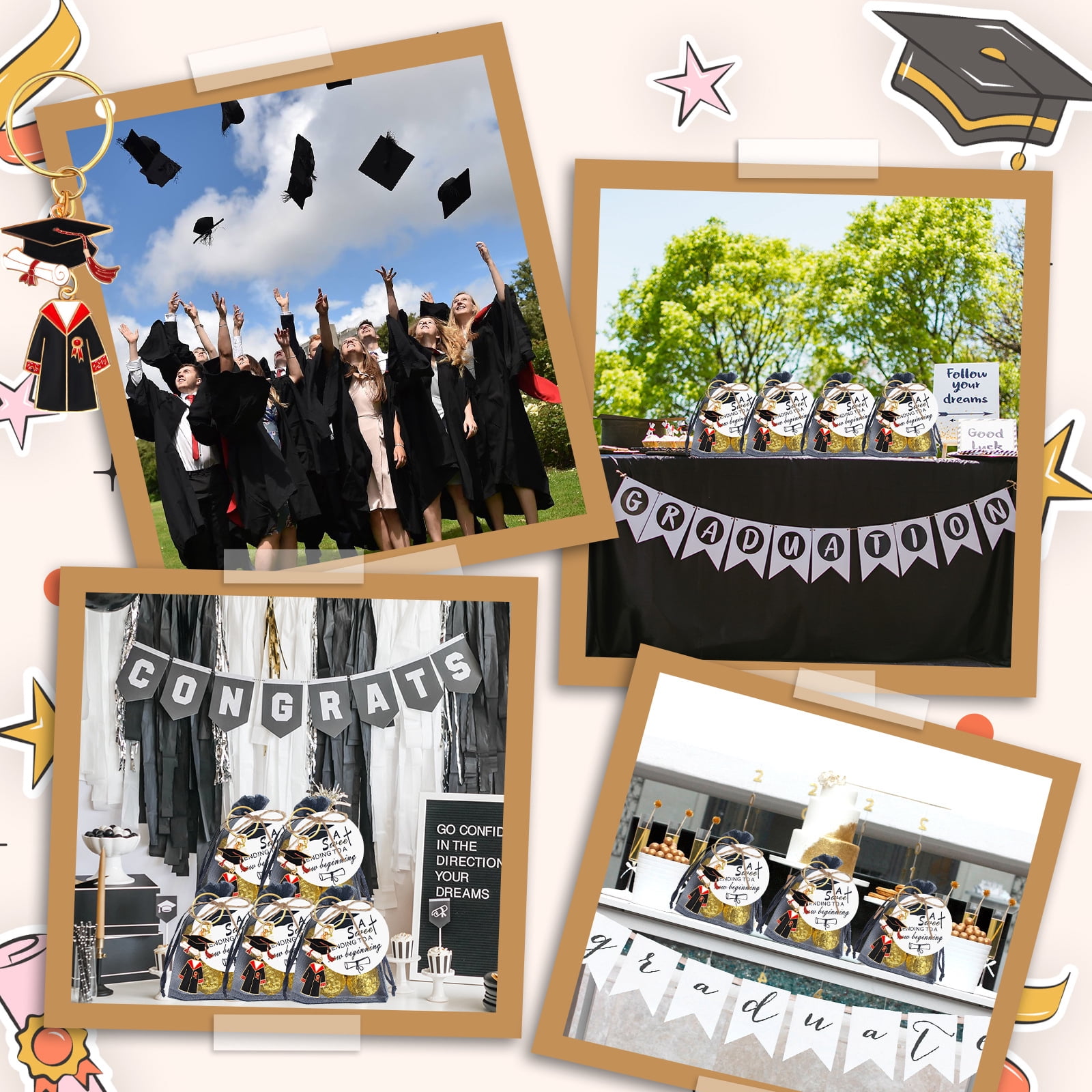 20Pcs Graduation Gifts Keychain Class of 2026 Include Acrylic Tassel Grad Cap Key Ring Charm Inspirational Board Organza Bag for College Party Favor Keepsake Souvenir,Class of 2026 Graduation Gifts
