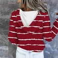 thumbnail image 5 of EchfiProm Sweatshirts for Womens with Pockets Cute Hoodies Hooded Striped Button Red Long Sleeve Pullover Ladies Tops, 5 of 6