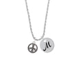 thumbnail image 2 of Delight Jewelry Silvertone Beaded Peace Sign Silvertone Script Initial Disc - M - Charm Necklace, 20"+3", 2 of 4