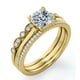 thumbnail image 4 of Anillo de Compromiso Solitario JeenMata - Juego de Anillos de Boda en Trío - Filigrana Art Deco Milgrain - Corte Cojín 2 Ct - Engaste Pavé 4 Puntas - Chapado Oro Amarillo 18K sobre Plata, 4 of 6
