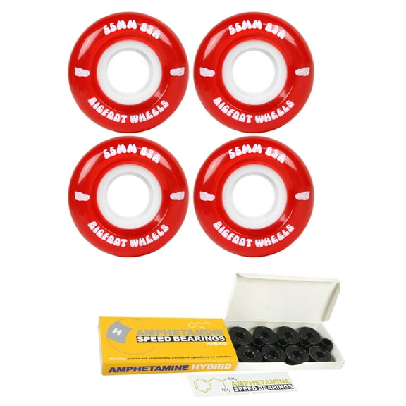 Bigfoot Skateboard Wheels 55mm 83A Soft Cruiser Filmer Red   Ceramic Bearings