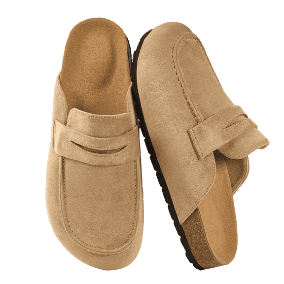 Decould sylf Women's Suede Mules & Clogs Soft Cork Footbed Potato Shoes Slip On Comfort Casual Shoes with Arch Support