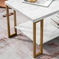 thumbnail image 2 of Tenozek 2-Tier Faux White Marble Coffee Table, Rectangular Table with Sturdy Gold-Finished Metal Frame, Modern Table for Living Room and Bedroom, 2 of 6
