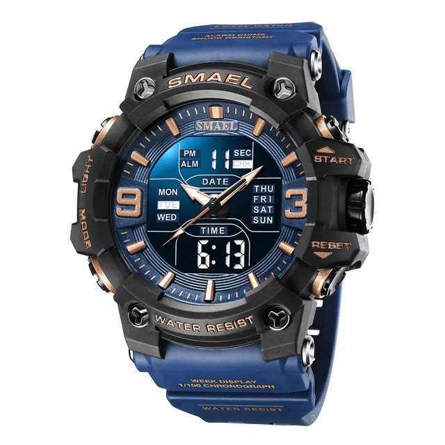 Reloj Con Pantalla Doble Resistente Al Agua Azul