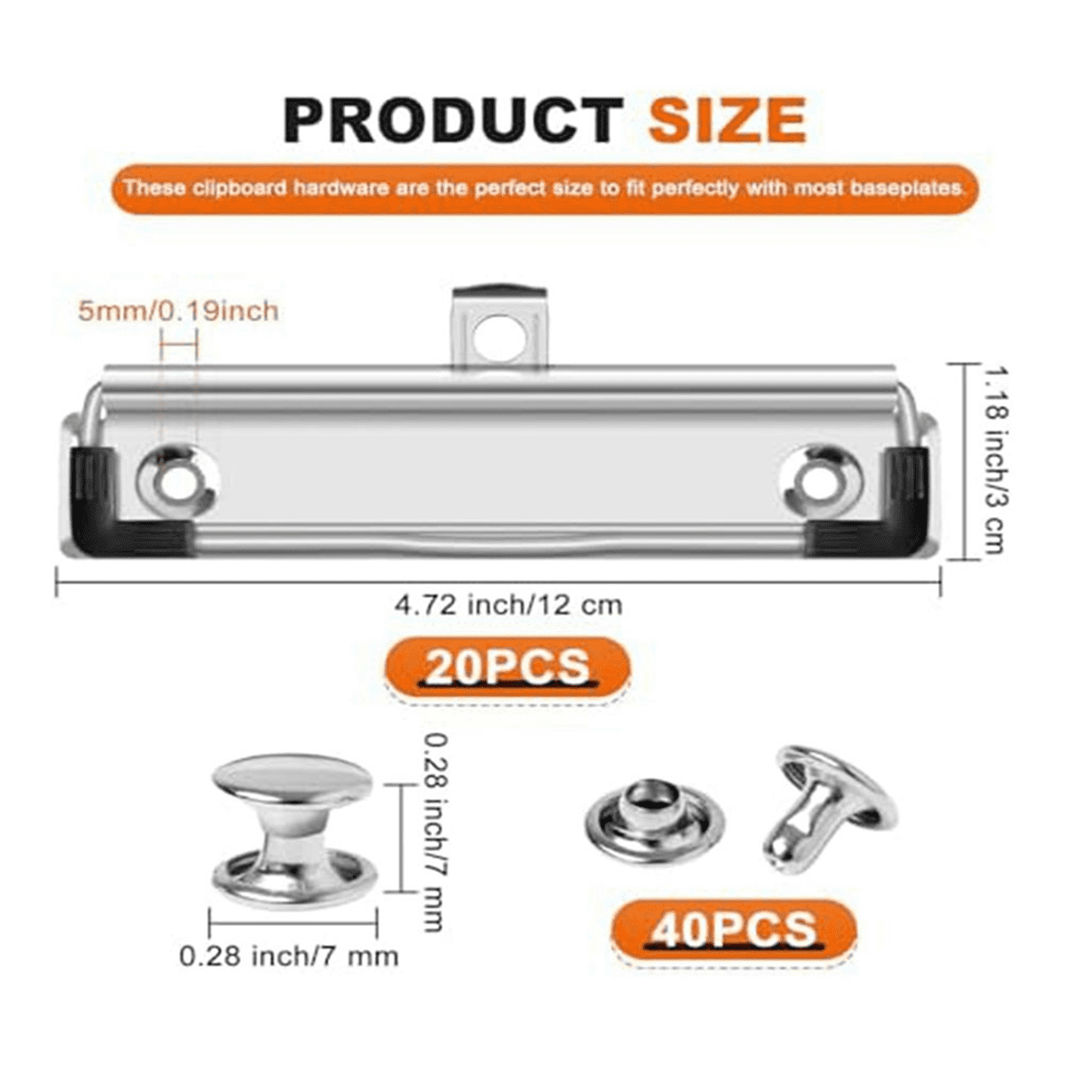 Pack of 40 Clipboard Clips 12cm Fittable Metal Cardboard Clip Hooks for Office, Craft Project Use