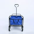 thumbnail image 3 of Utility Folding Wagon Cart, Outdoor Portable Large Capacity Wagon with Cup Holders, Collapsible Beach Cart with All-terrain Wheels, Trolley Wagon for Garden, Beach, Camping, Shopping, Blue, D5786, 3 of 10