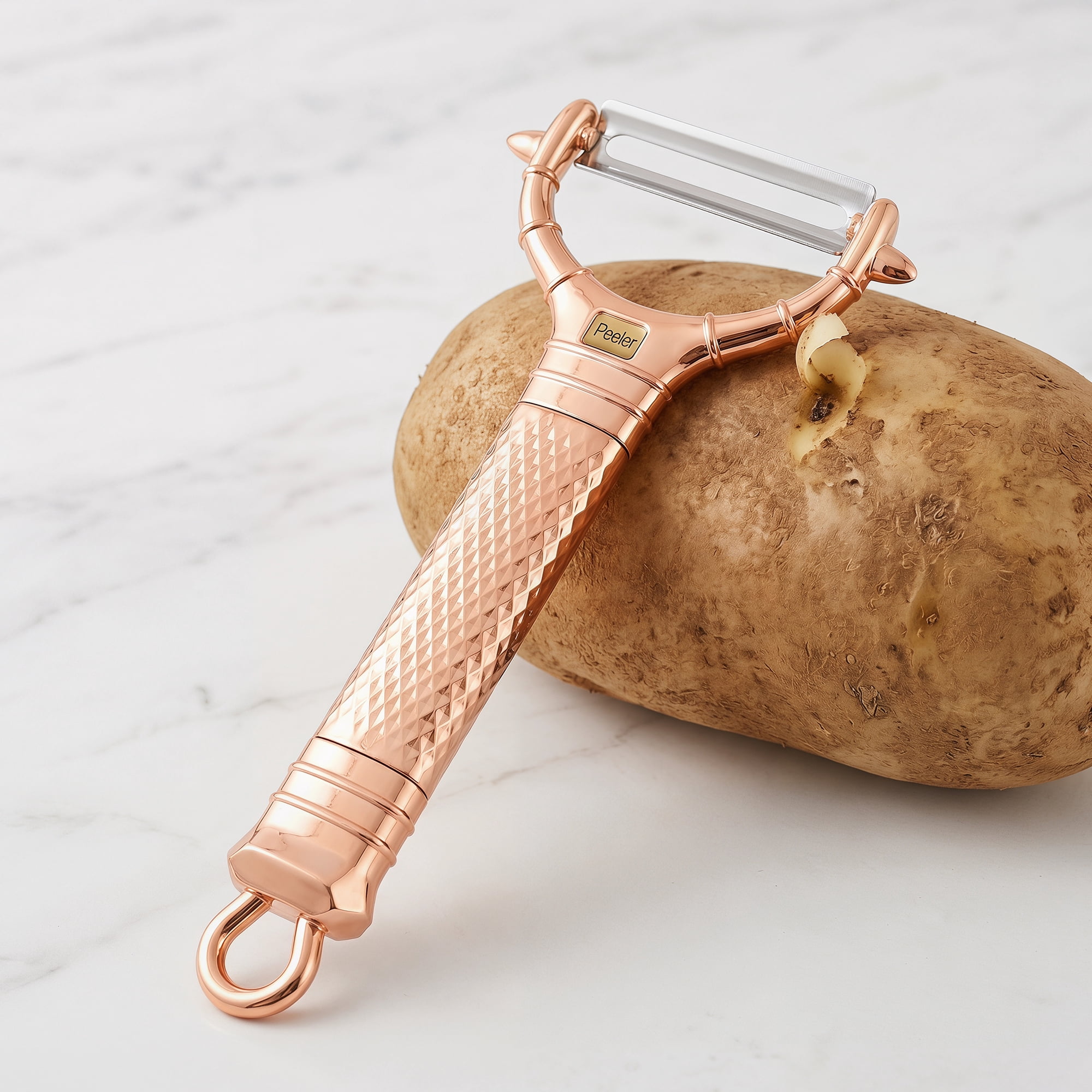 Unique Bargains Stainless Steel Thickened Peeler with Hanging Hole Rose Gold 6.6" x 3.1"