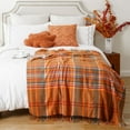 thumbnail image 5 of Battilo Orange Plaid Throw Blanket for Couch,Lightweight Buffalo Plaid Blanket,Fall Blanket,50"x60", 5 of 9