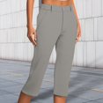 thumbnail image 3 of Capri Pants for Women High Waisted Slim Fit Stretch Straight Leg Capris with Pockets Business Casual Work Pants, 3 of 5