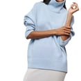 thumbnail image 5 of Suéter de manga larga de moda de otoño e invierno, suéter ligero y cómodo de cuello redondo, suéter de punto de color sólido para mujer, 5 of 5