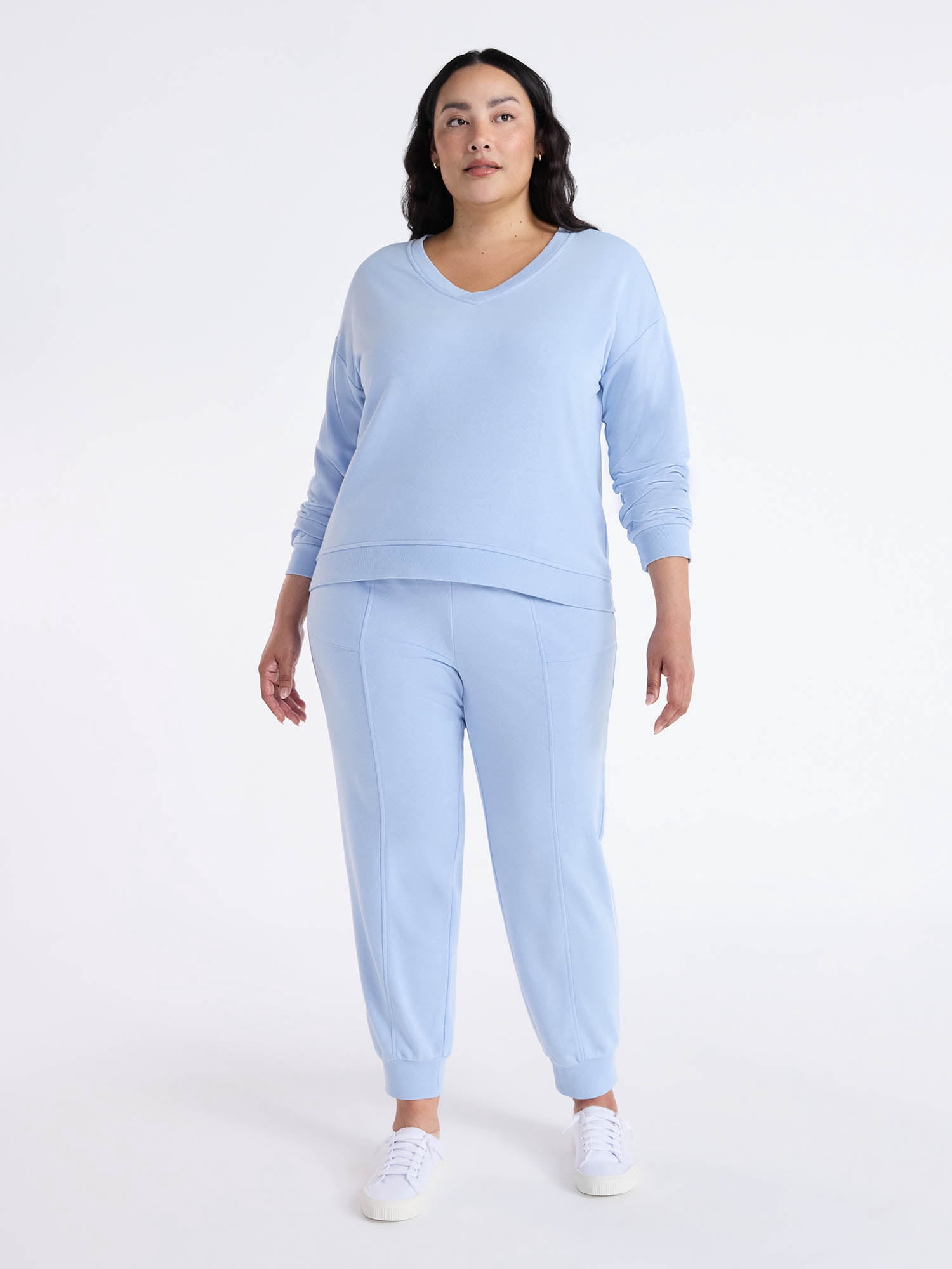 Time and Tru Women's and Women’s Plus French Terry Set, 2-Piece, Sizes XS-4X