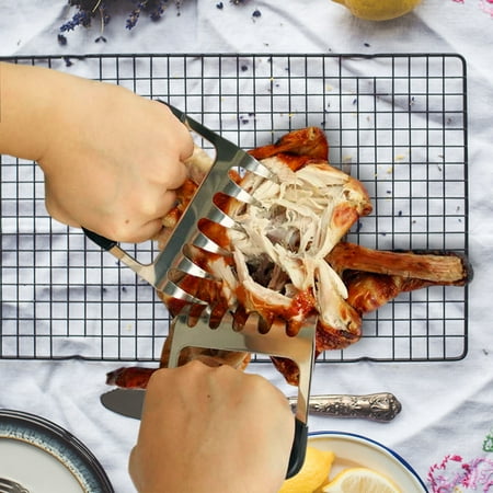 - 2 Pcs BBQ Pulled Pork Stainless Steel Barbecue Shredder Bear Claws Meat Handler Carving Forks