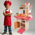thumbnail image 2 of 36 inch Kids Play Kitchen Set – Large Pretend Kitchen Toy with Working Sink, Cooking Sounds, Menu Board & Accessory Set – Imaginative Play Cooking Set for Boys & Girls, 2 of 10