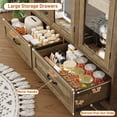 thumbnail image 5 of Blotout 3 Door Arched Kitchen Pantry Storage Cabinet, 73" Tall Farmhouse Wood Pantry Arched Cabinet with Drawer, Glass Door and Load-Bearing Steel Pipe for Dining Room Living Room, 5 of 10
