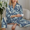 thumbnail image 6 of Pajama Sets for Women 2 Pcs, Dragonfly Moth Butterfly Button Down Long Sleeve Sleepwear Lounge PJ Sets, 6 of 6